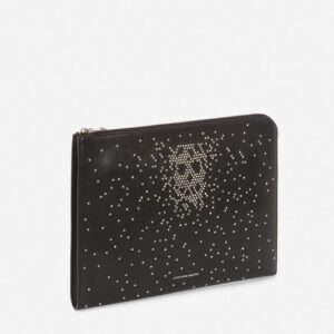 Alexander McQueen Studded Leather Half-Zip Pouch"