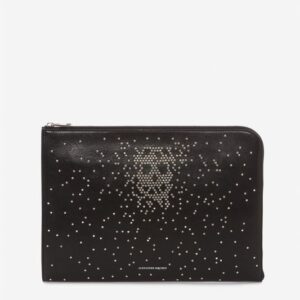 Alexander McQueen Studded Leather Half-Zip Pouch"