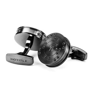 Hotitle  Men cuff link  Ti22 – Black set A (black crystals)