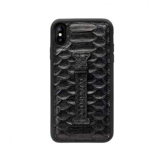Gold Black Iphone XS Max Case with Finger Holder - Python Deep Black