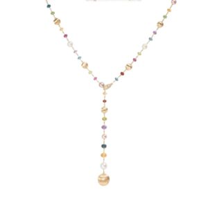 Marco Bicego Africa Collection Mixed Gemstone And Pearl Lariat