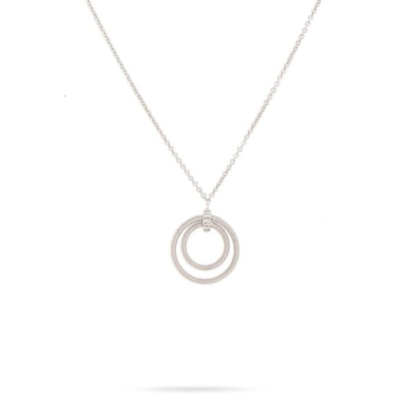 Marco Bicego BI49 Collection Small Double Circle Necklace - White Gold
