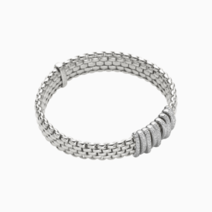 Fope Flex'it bracelet with diamond pave' PANORAMA - White Gold, Small