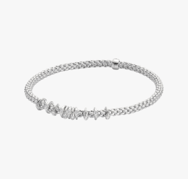 Fope Flex'it bracelet with diamonds PRIMA - White Gold, Small