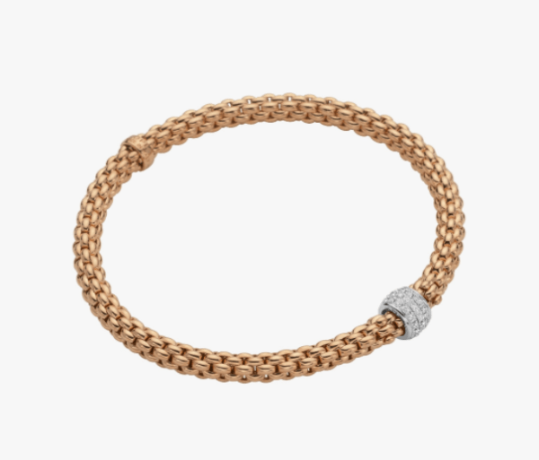 Fope Flex'it bracelet with diamond pave' SOLO - Rose Gold, Small