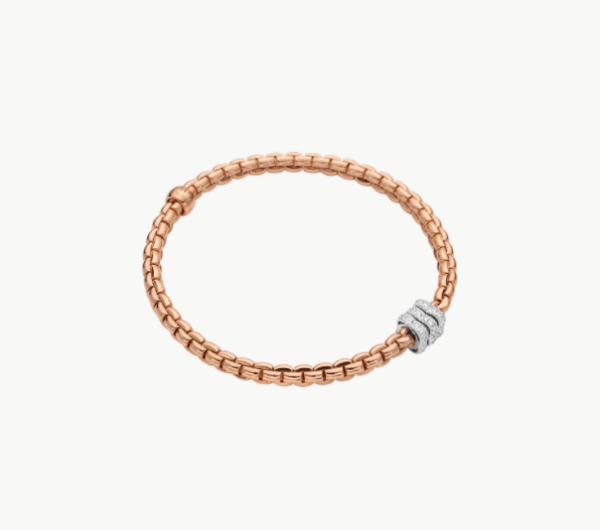 Fope Flex'it bracelet with diamond pave' EKA TINY - Rose Gold, Small