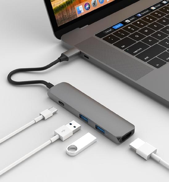 AD001FO_1.jpg Addicted - 4 Hub USB-C 2.0, 2x USB 3.0 and 4K HDMI - Gray