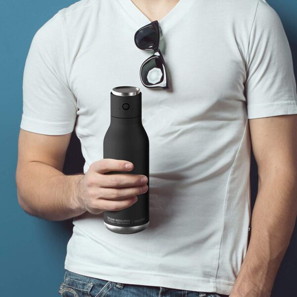 Asobu - Wireless Double Wall Insulated Stainless Steel Water Bottle with a Speaker Lid 17 Ounce - Black