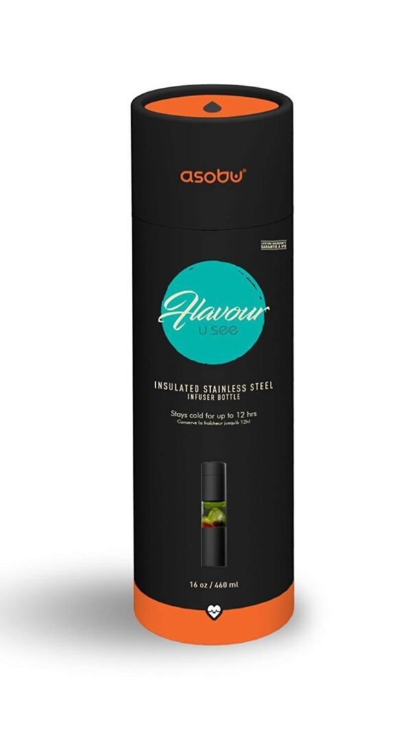 Asobu - Flavor U See a Stainless Steel Fruit Infuser Slim and Classy Water Bottle - Black