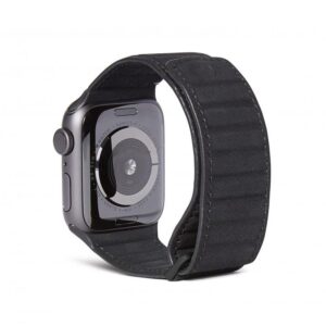 Decoded - 42-44mm Leather Magnetic Traction Strap for Apple Watch Series 5, 4, 3, 2, and 1 - Black
