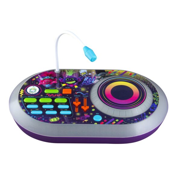 TR-625.EMv0M_0.jpg KIDdesigns Trolls 2 World Tour DJ Trollex Party Mixer - Toys for Kids Portable Mixer w/ TurnTable, Built in Music LED Flashing Lights & Microphone, Volume and Tempo Slider, Connects MP3 Player Audio