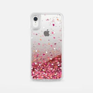 Casetify - Glitter Case Rose Gold Confetti Hearts for iPhone XR
