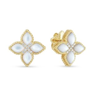 Roberto Coin Earrings | Mother Of Pearl | Princess Flower - Yellow Gold