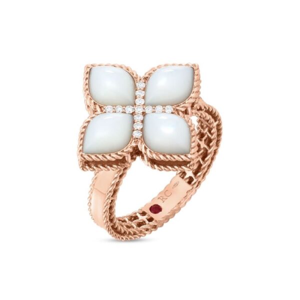 Roberto Coin Ring | Mother Of Pearl | Princess Flower - Rose Gold, 13