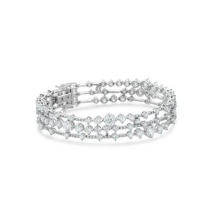 De Beers Wedding day jewellery Arpeggia three line bracelet in white gold