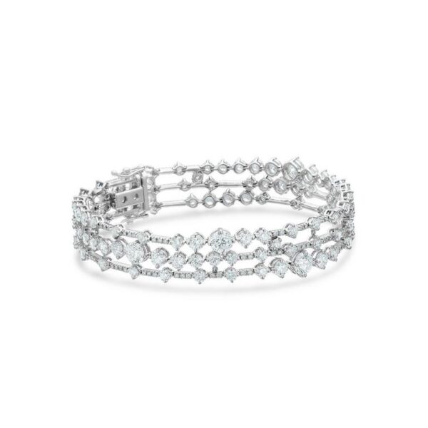 De Beers Wedding day jewellery Arpeggia three line bracelet in white gold