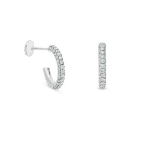 De Beers Earrings DB Classic three row hoop earrings in white gold