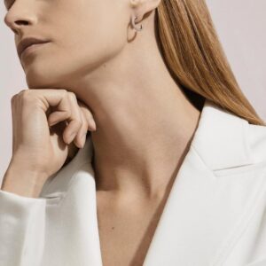 De Beers Earrings DB Classic three row hoop earrings in white gold