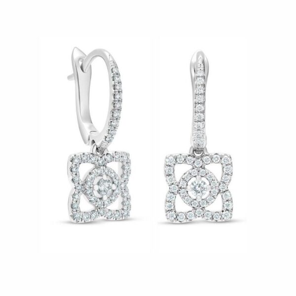 De Beers Wedding day jewellery Enchanted Lotus sleepers in white gold
