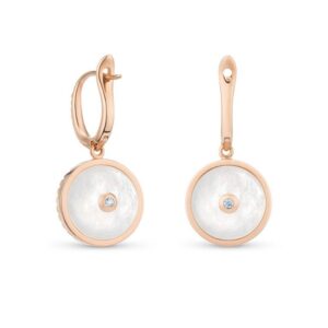 De Beers Wedding day jewellery Enchanted Lotus sleepers in rose gold and mother-of-pearl