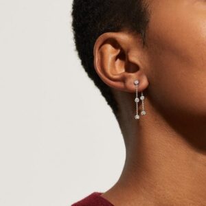De Beers Wedding day jewellery Clea five diamond earrings in white gold