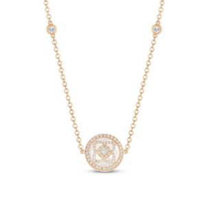 De Beers Wedding day jewellery Enchanted Lotus necklace in rose gold and mother-of-pearl 90 cm