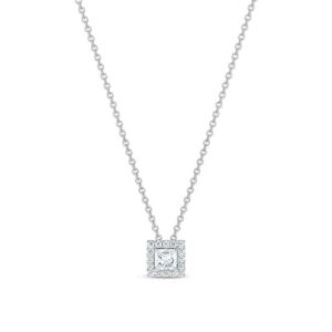 De Beers Wedding day jewellery Aura princess-cut diamond pendant 45 cm