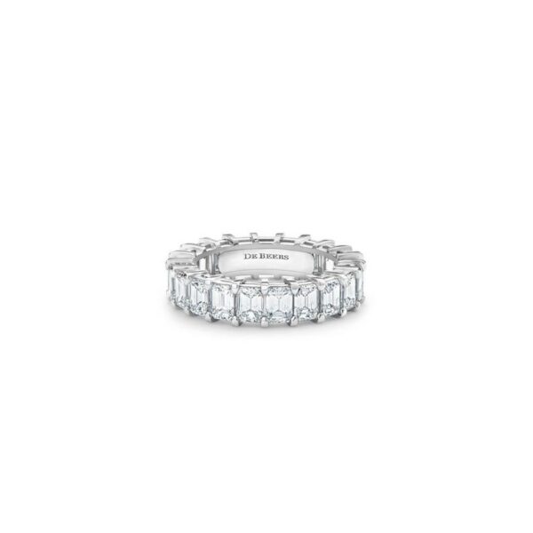 De Beers Eternity Bands DB Classic emerald-cut diamond eternity band in platinum