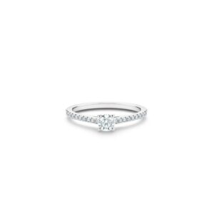 De Beers Engagement rings DB Classic Pavé round brilliant diamond ring in platinum