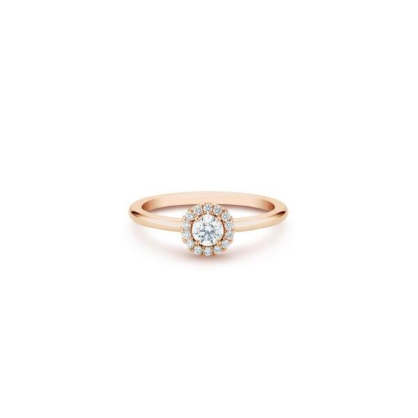 De Beers Engagement rings Aura round brilliant diamond ring in rose gold