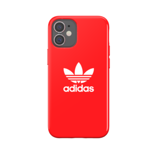 adidas SNAP Apple iPhone 12 Mini Trefoil Case - Back cover w/ Trefoil Design, Scratch & Drop Protection w/ TPU Bumper, Wireless Charging Compatible - Scarlet
