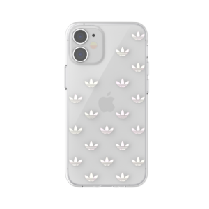 adidas SNAP Apple iPhone 12 Mini Entry Clear Case - Back cover w/ Trefoil Design, Scratch & Drop Protection w/ TPU Bumper, Wireless Charging Compatible - Holographic