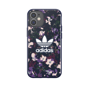adidas SNAP Apple iPhone 12 Mini Graphic Case - Back cover w/ Trefoil Design, Scratch & Drop Protection w/ TPU Bumper, Wireless Charging Compatible - Navy/Active Puple