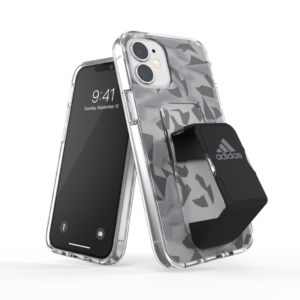 adidas SPORT Apple iPhone 12 Mini Clear Grip Case - Back cover w/ Grip or Stand, Scratch & Drop Protection w/ TPU Bumper, Wireless Charging Compatible - Grey/Black