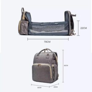 Pikkaboo 4in1 Diaper Bag with Expandable Bed-Grey