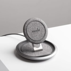 Moshi LOUNGE Q Wireless Charging Stand 15W - Qi Certified, Fast-charging w/ Adjustable-height for Apple iPhone 12/11 Pro/Max/X/8 Plus, Samsung, Huawei & All Qi compatible phones - Gray - Image 3
